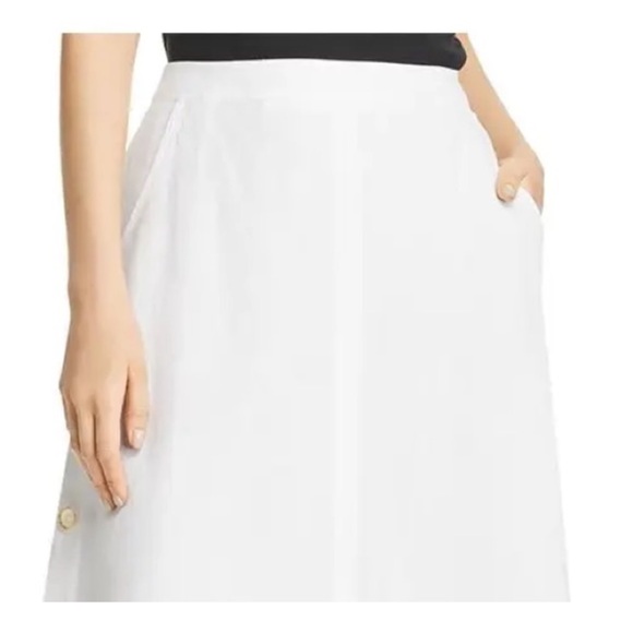 NWOT Nic + Zoe Women's Front Runner Linen Blend MIDI a Line Skirt White - Picture 4 of 5